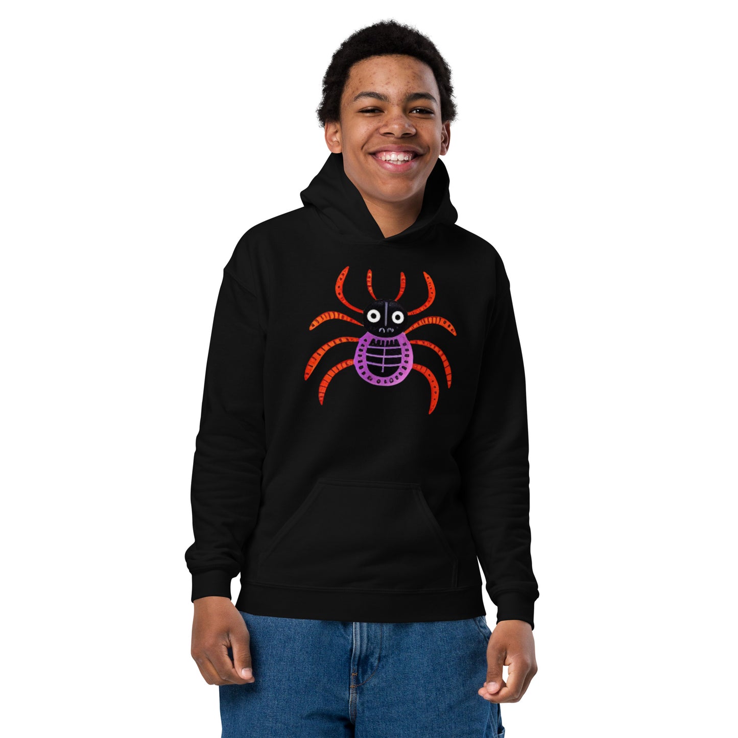 Striped Spider Critter #01 Youth heavy blend hoodie