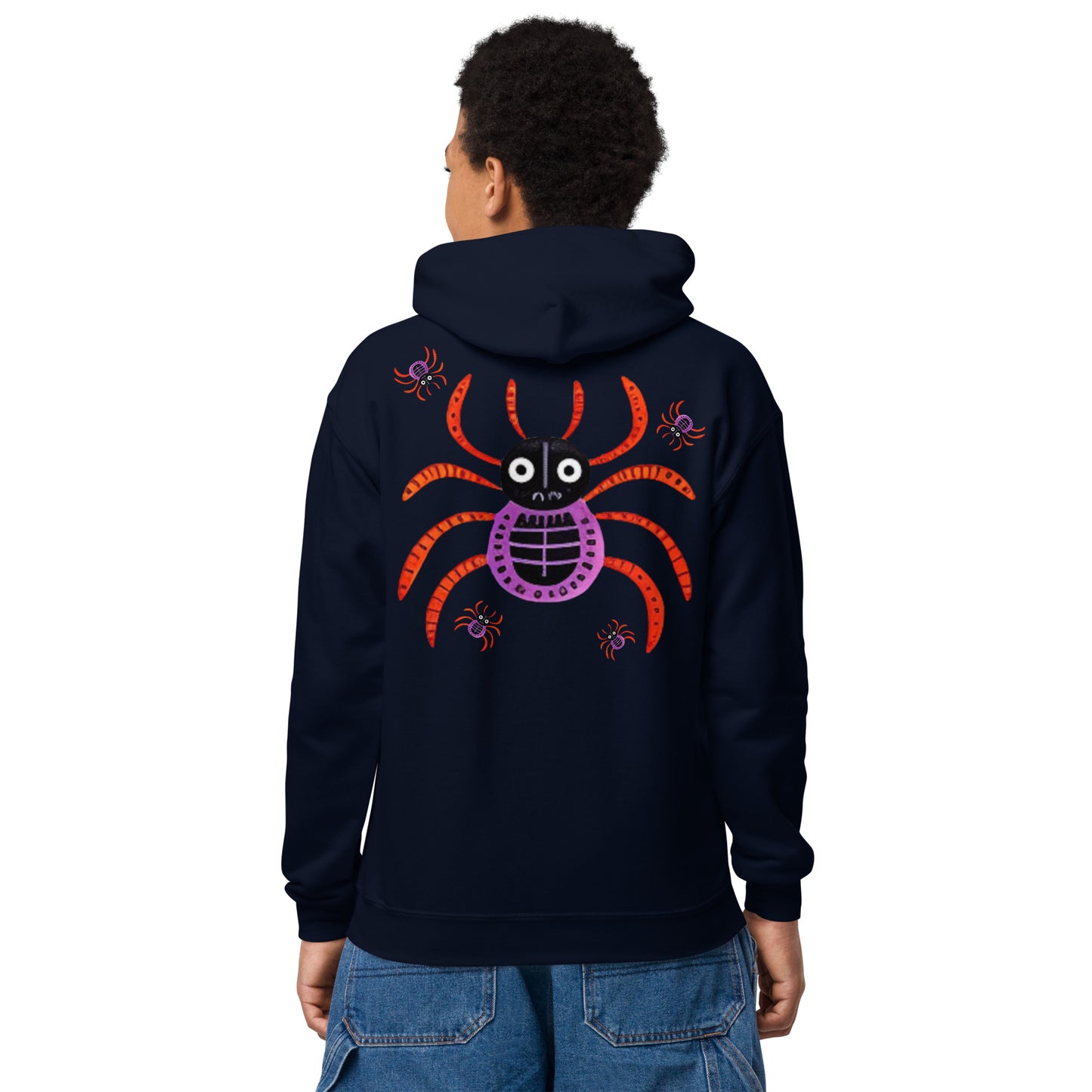 Striped Spider Critter #01 Youth heavy blend hoodie