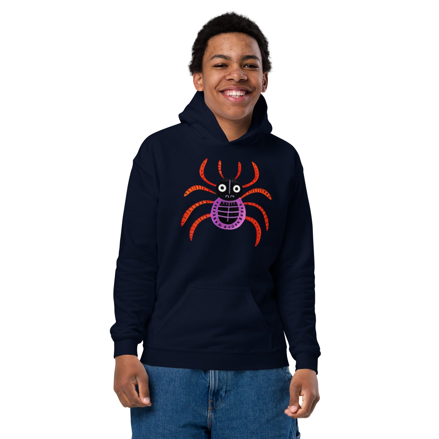 Striped Spider Critter #01 Youth heavy blend hoodie