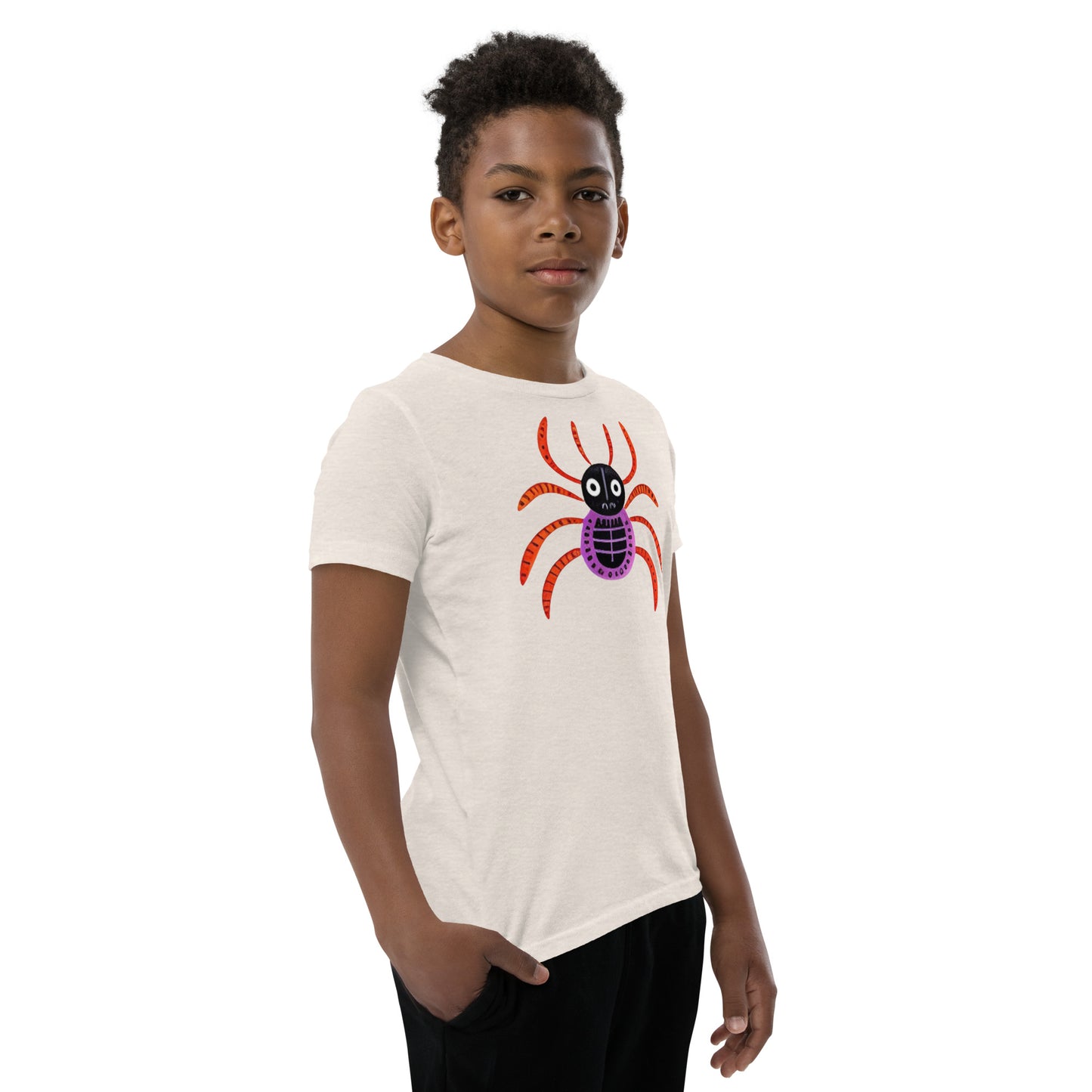 Striped Spider Critter #01 Youth Short Sleeve T-Shirt