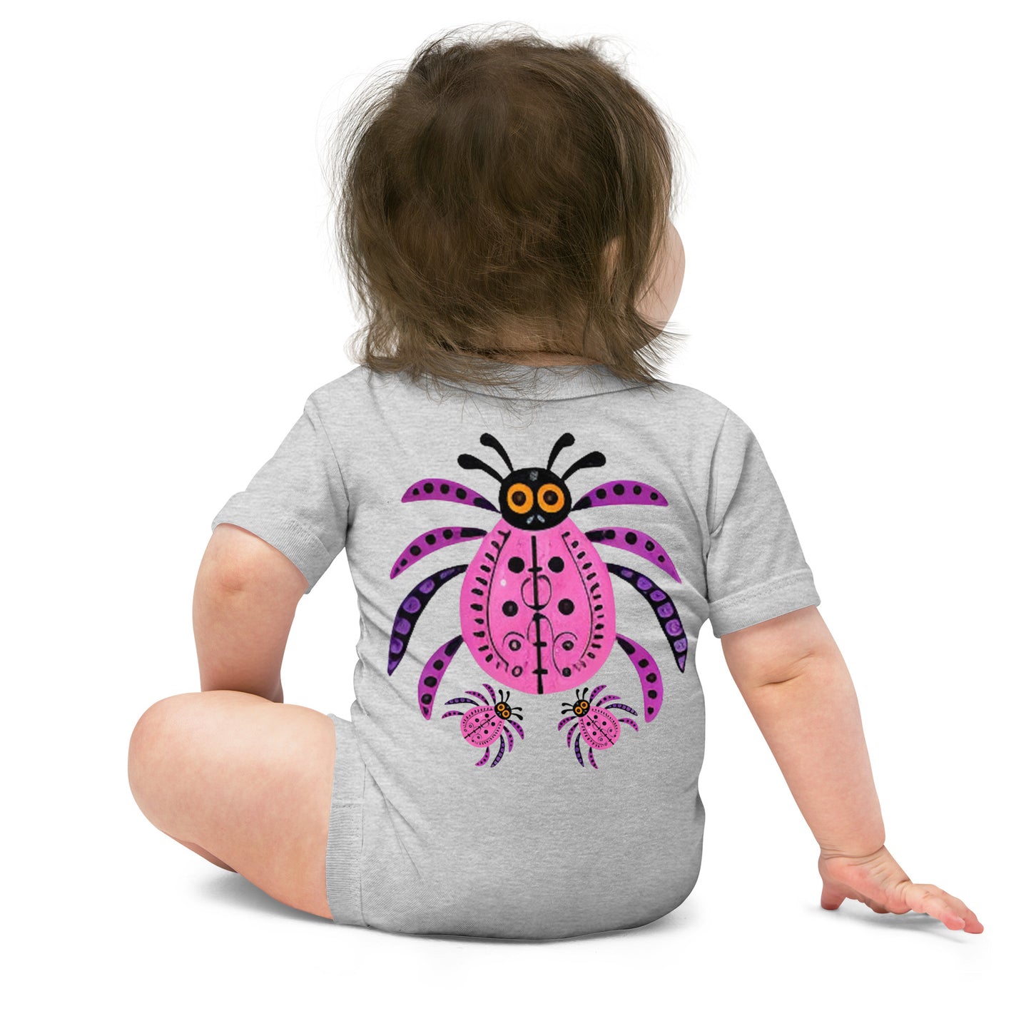 Striped Spider Critter #03 Baby short sleeve one piece