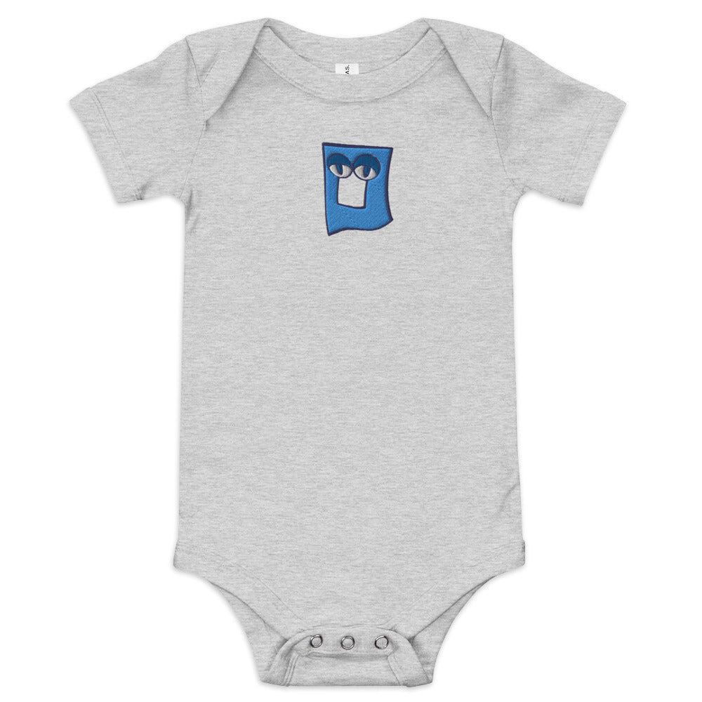 AEIOU Blue Embroidered "O" Baby short sleeve one piece