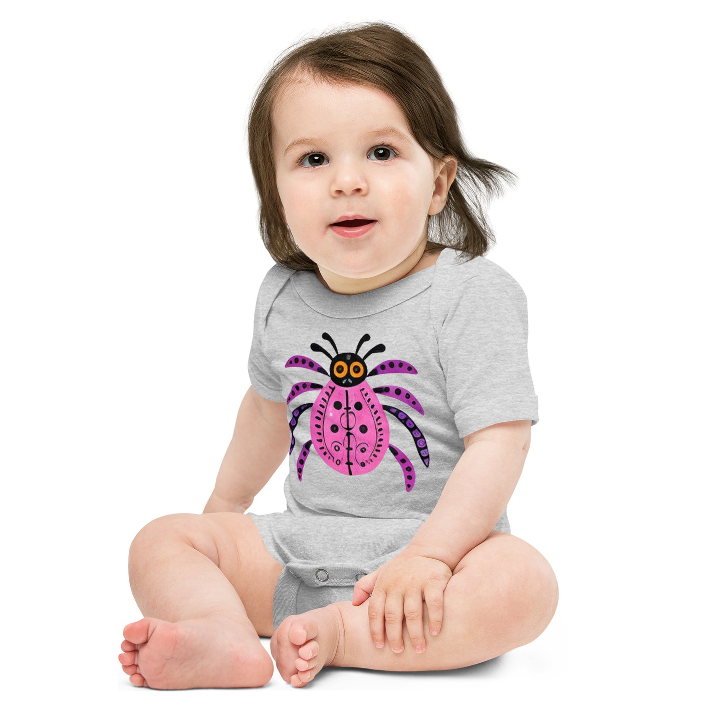 Striped Spider Critter #03 Baby short sleeve one piece