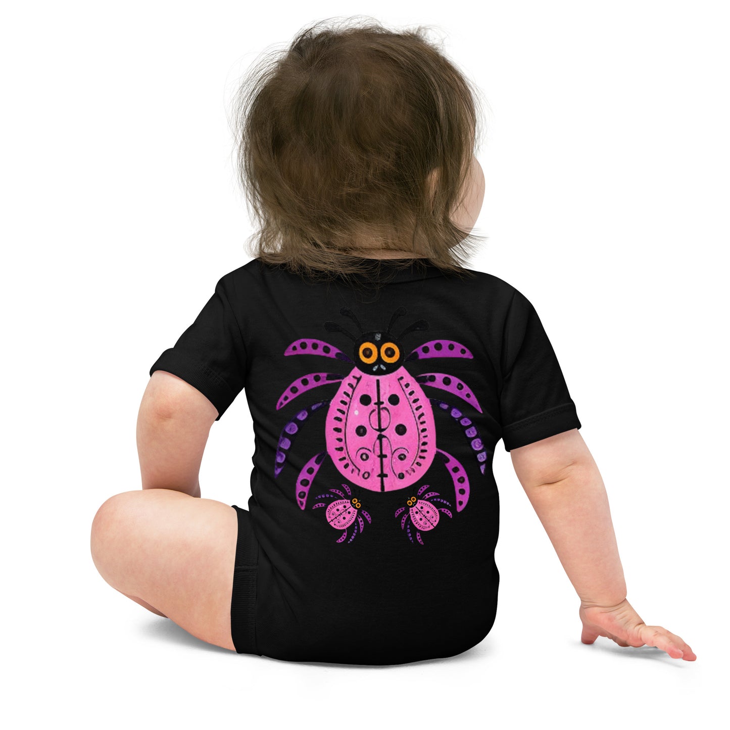 Striped Spider Critter #03 Baby short sleeve one piece