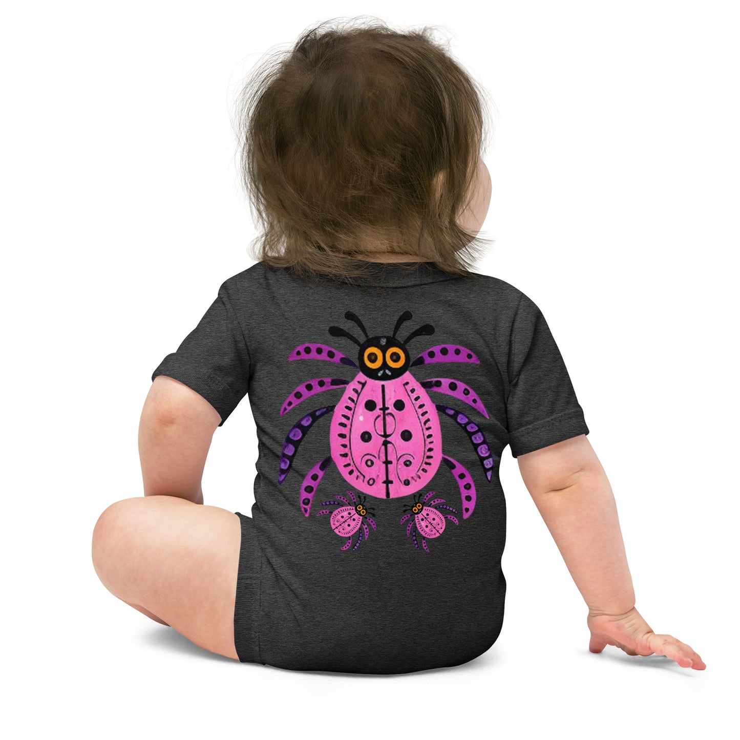 Striped Spider Critter #03 Baby short sleeve one piece