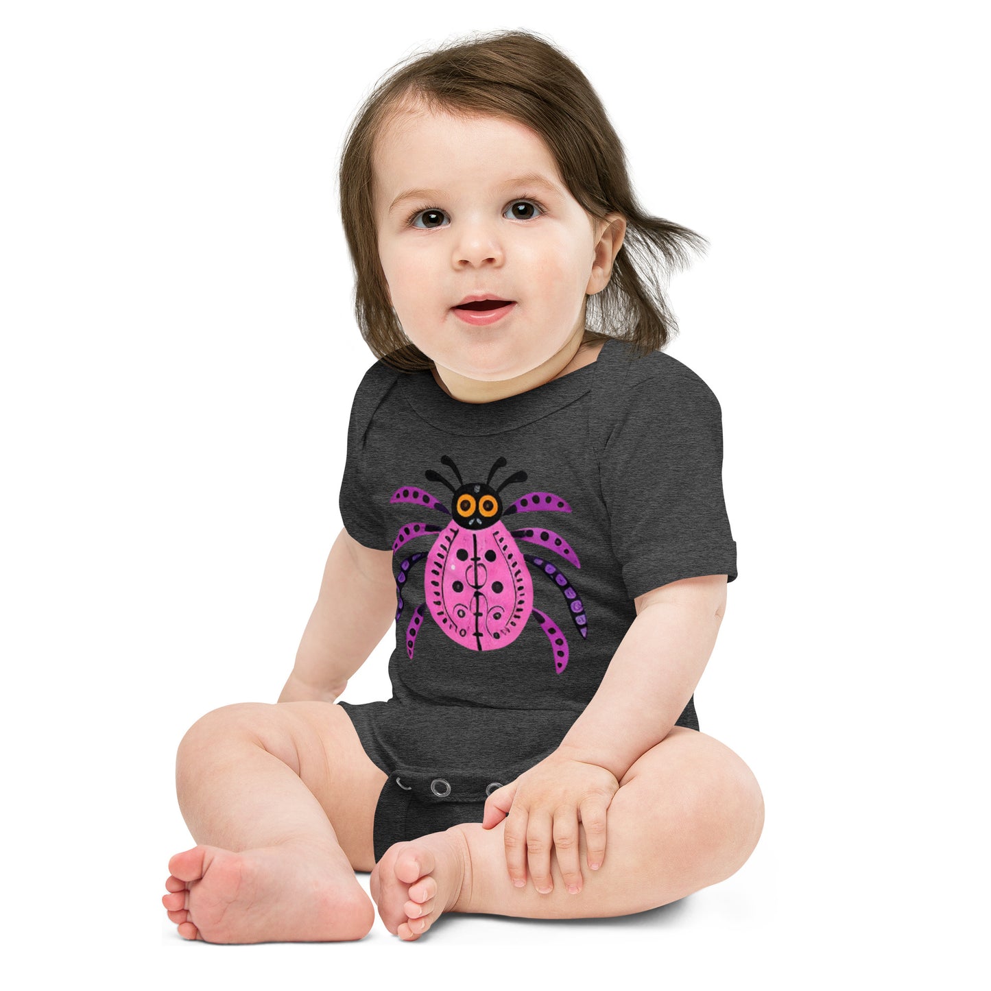 Striped Spider Critter #03 Baby short sleeve one piece