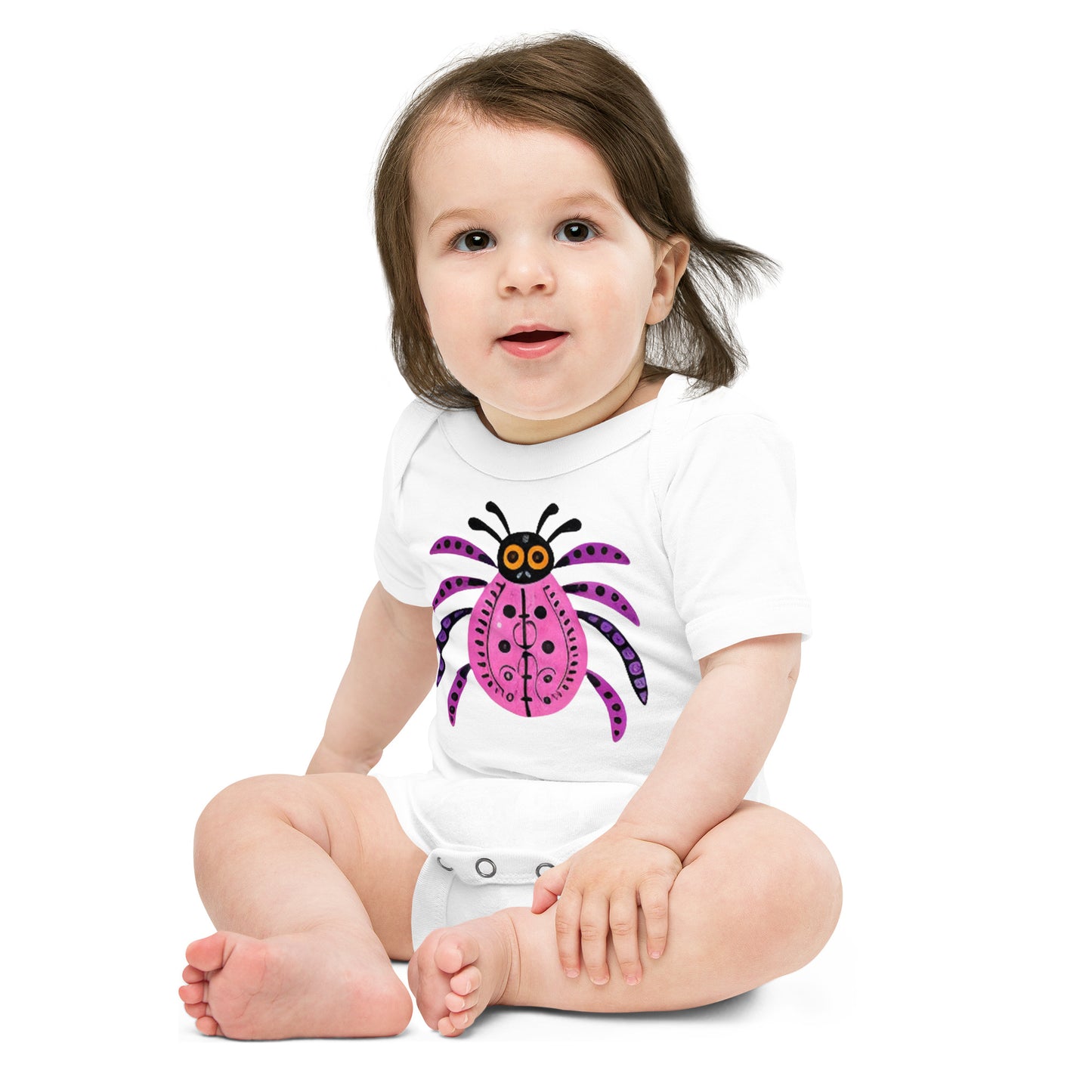 Striped Spider Critter #03 Baby short sleeve one piece