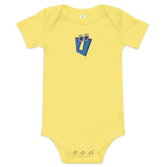 AEIOU Blue Embroidered "U" Baby short sleeve one piece