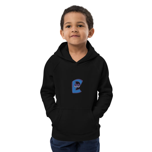 AEIOU Blue Embroidered "E" Kids eco hoodie