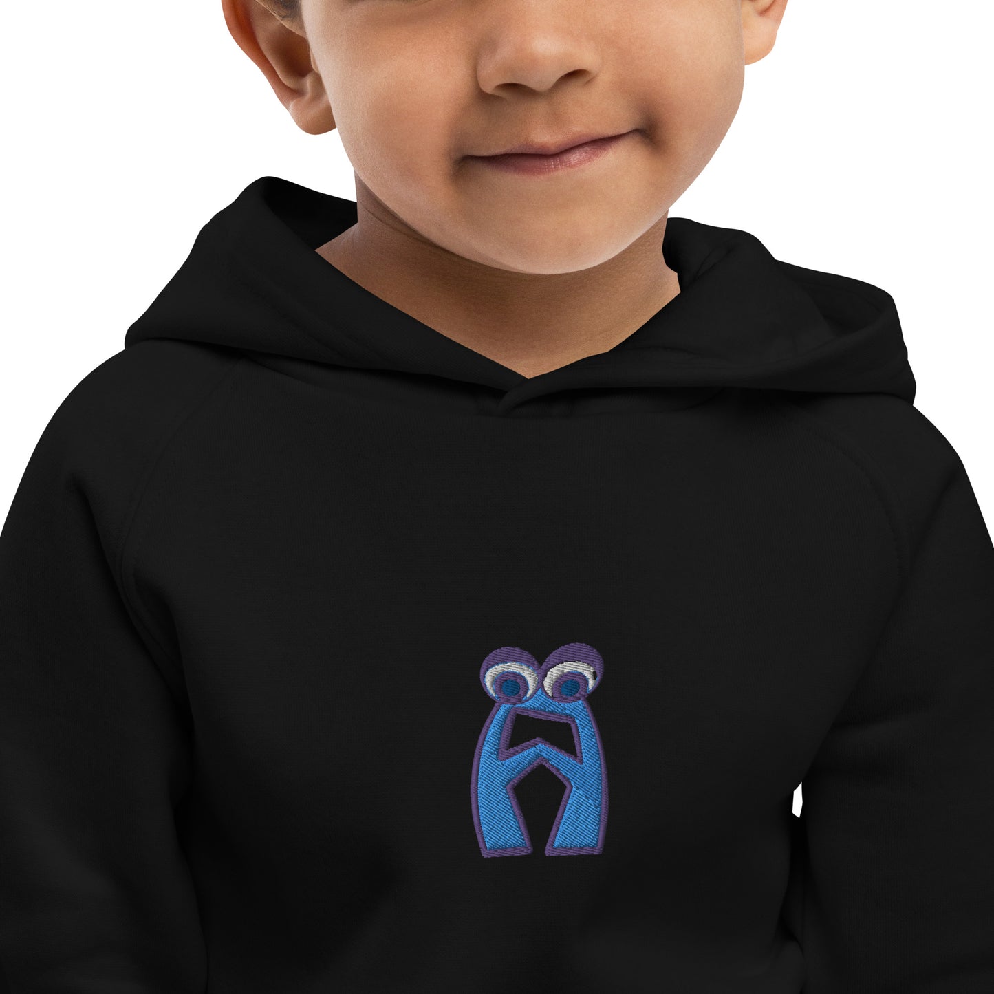 AEIOU Blue Embroidered "A" Kids eco hoodie