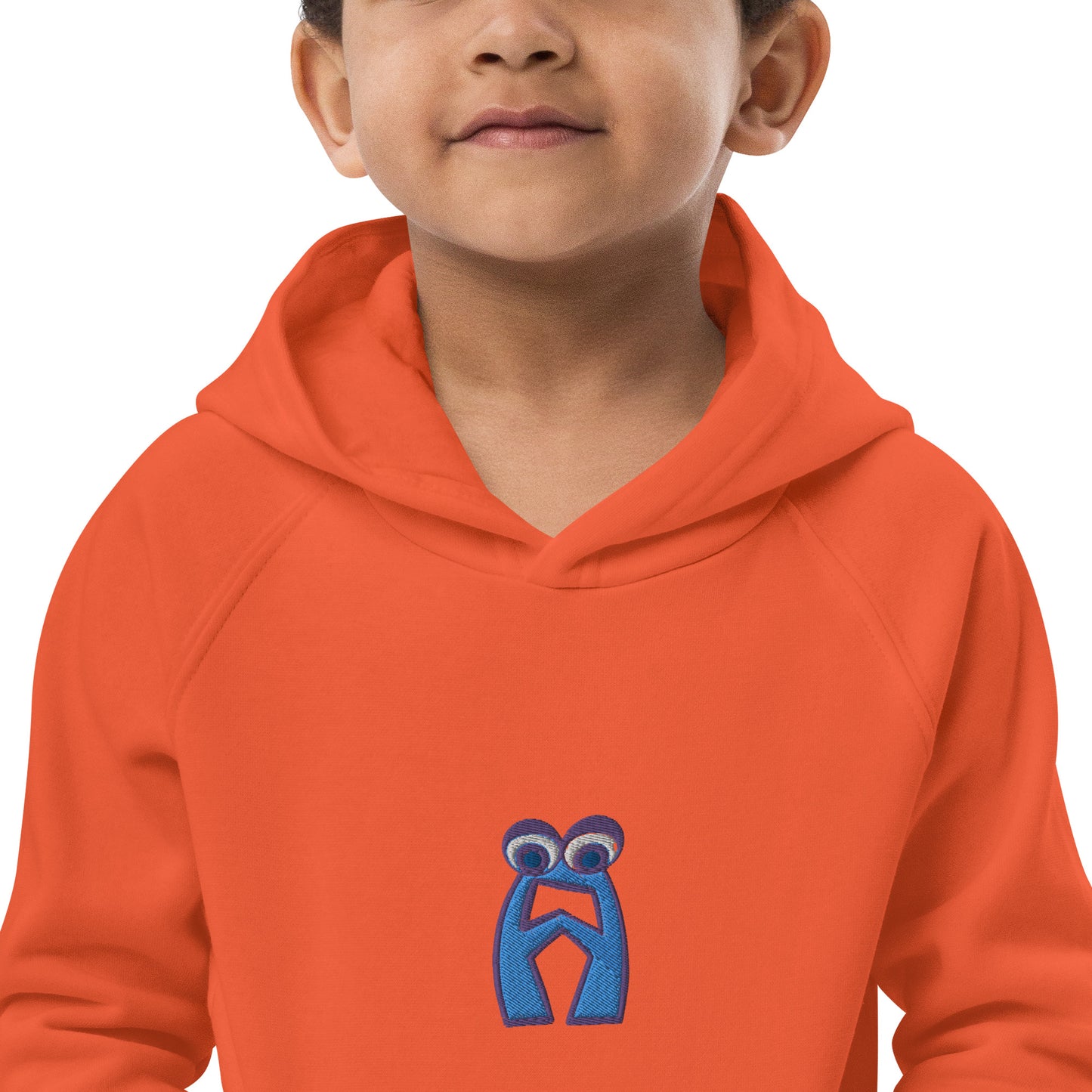 AEIOU Blue Embroidered "A" Kids eco hoodie