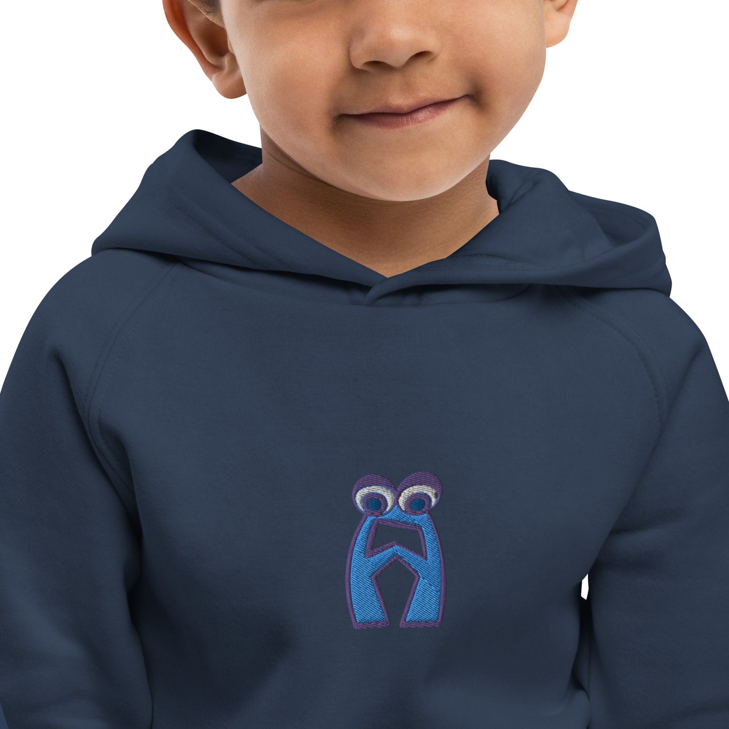 AEIOU Blue Embroidered "A" Kids eco hoodie