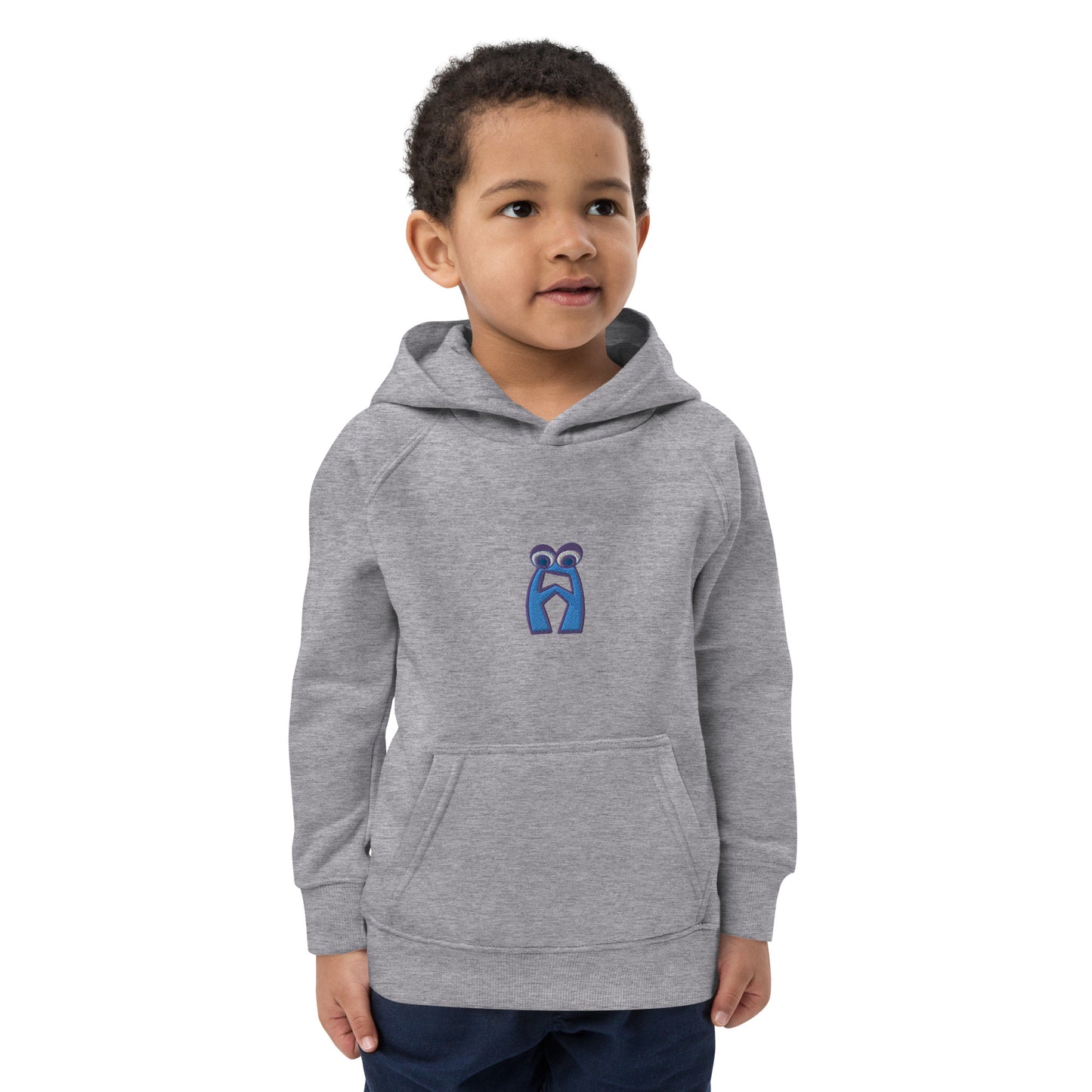 AEIOU Blue Embroidered "A" Kids eco hoodie