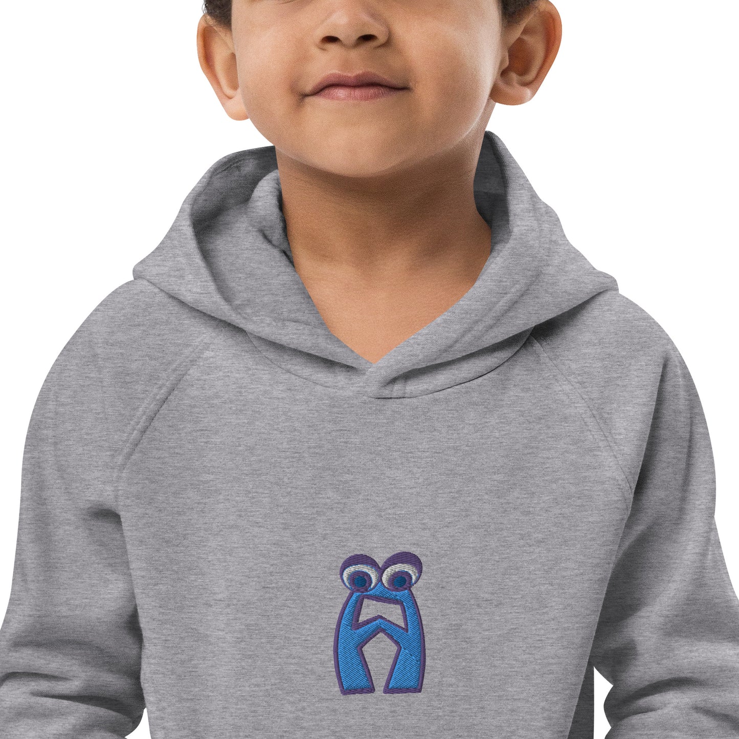 AEIOU Blue Embroidered "A" Kids eco hoodie