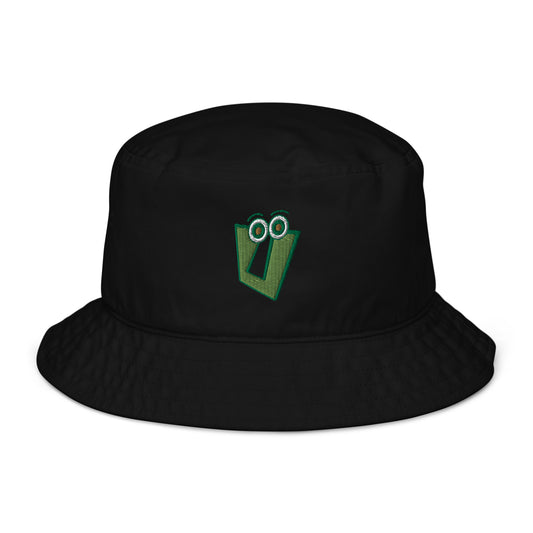 AEIOU Green Embroidered "U" Organic bucket hat