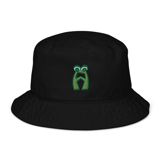AEIOU Green Embroidered "A" Organic bucket hat
