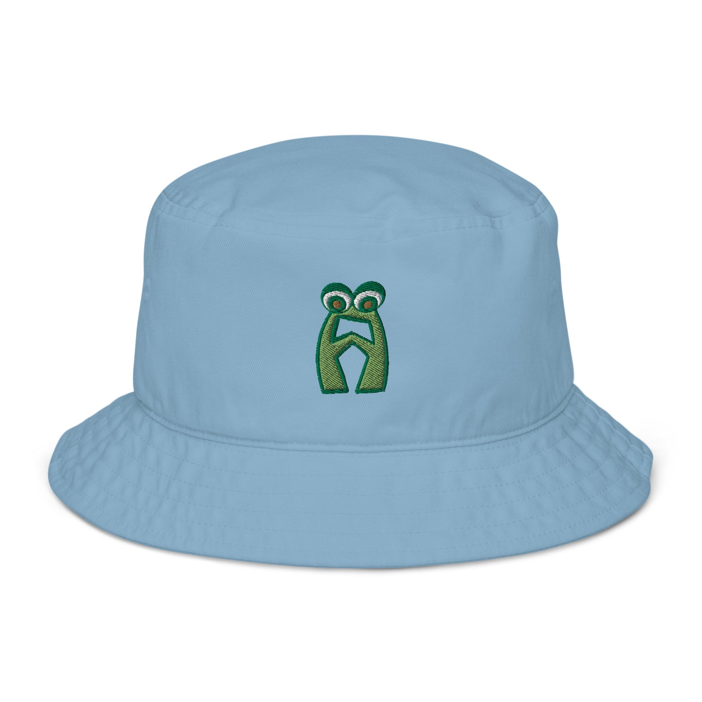 AEIOU Green Embroidered "A" Organic bucket hat