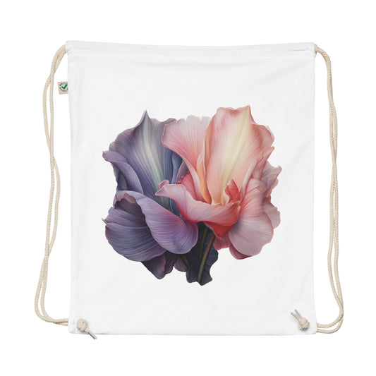 Twilight Tulip at Dawn Organic cotton drawstring bag
