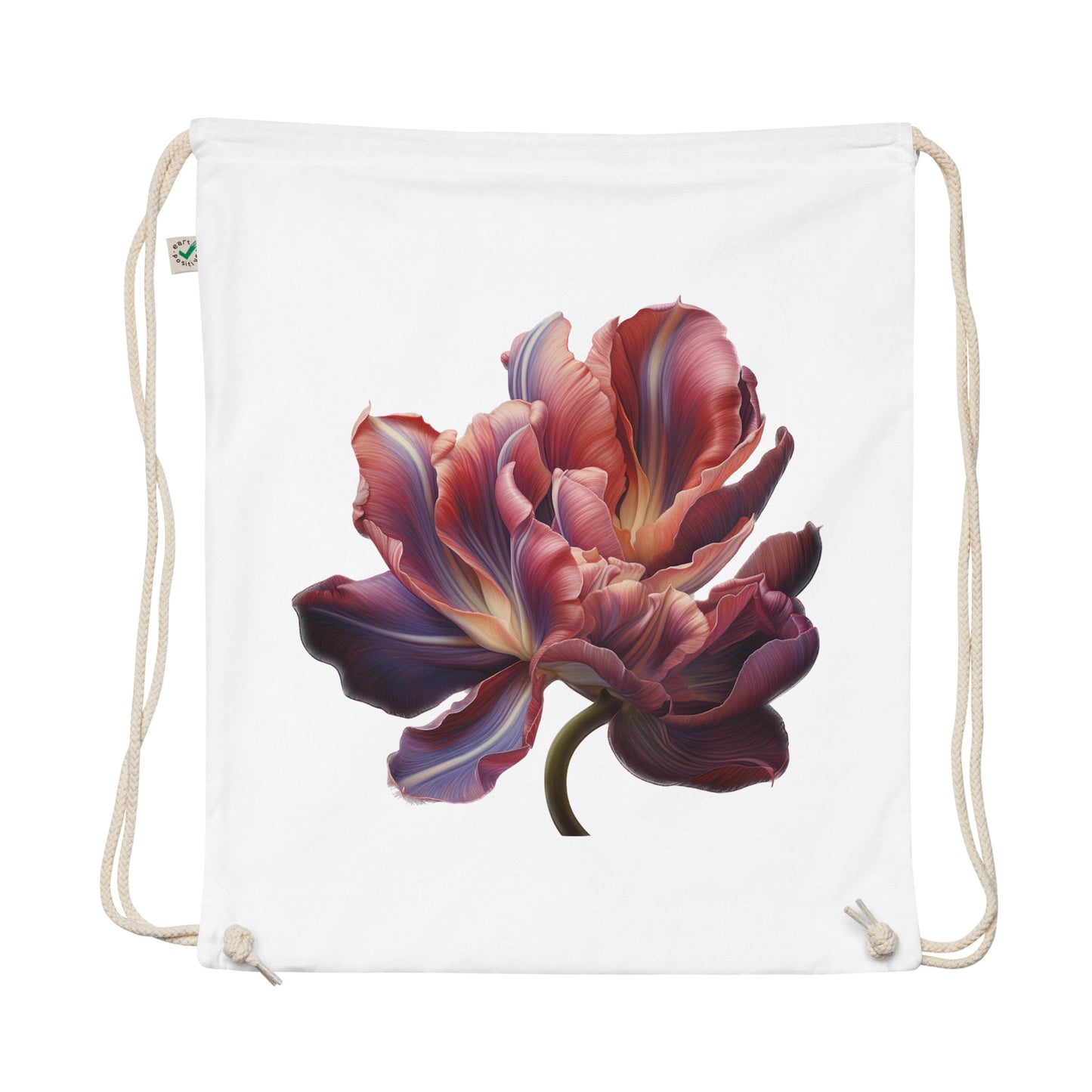 Twilight Tulip at Dusk Organic cotton drawstring bag