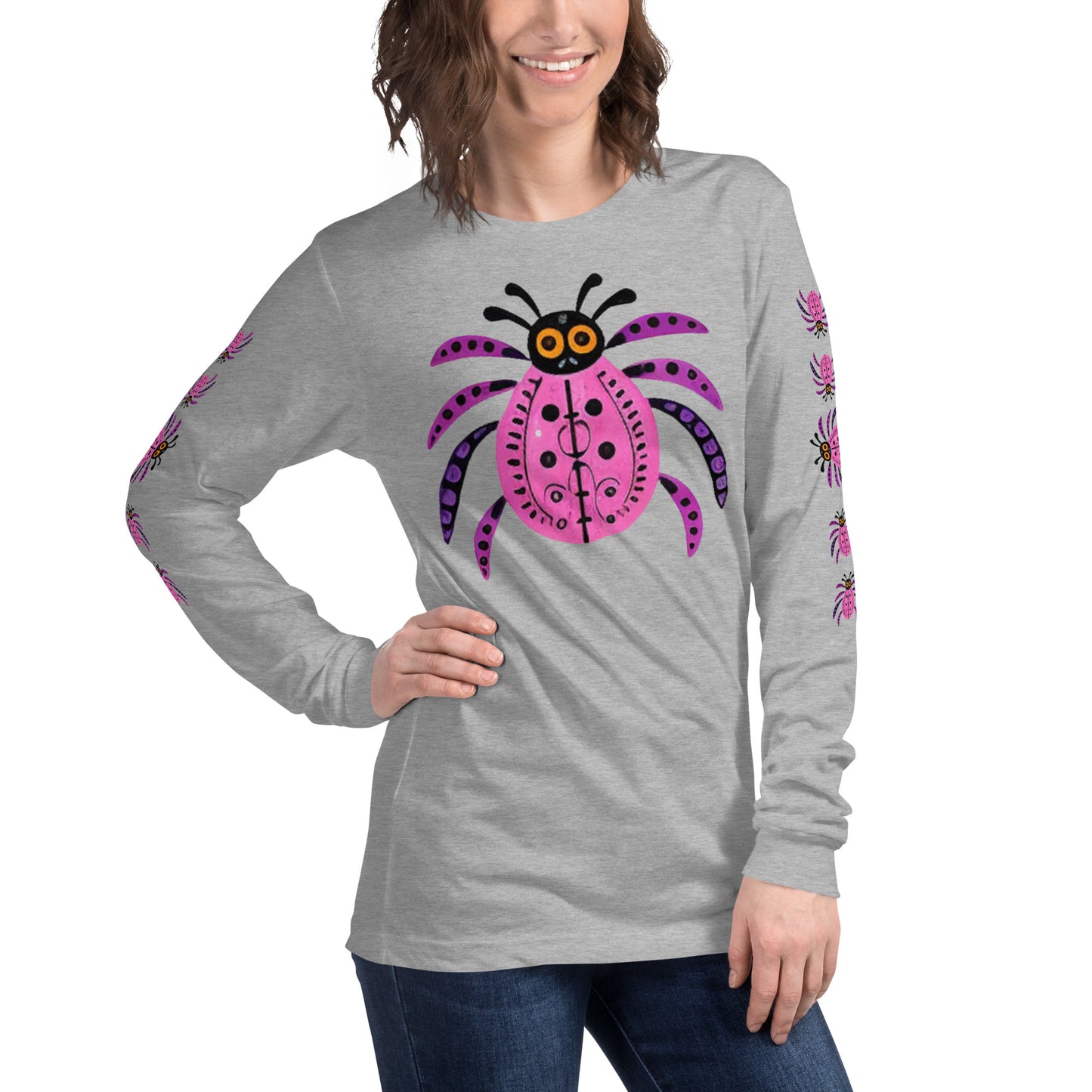 Striped Spider Critter #03 Unisex Long Sleeve Tee