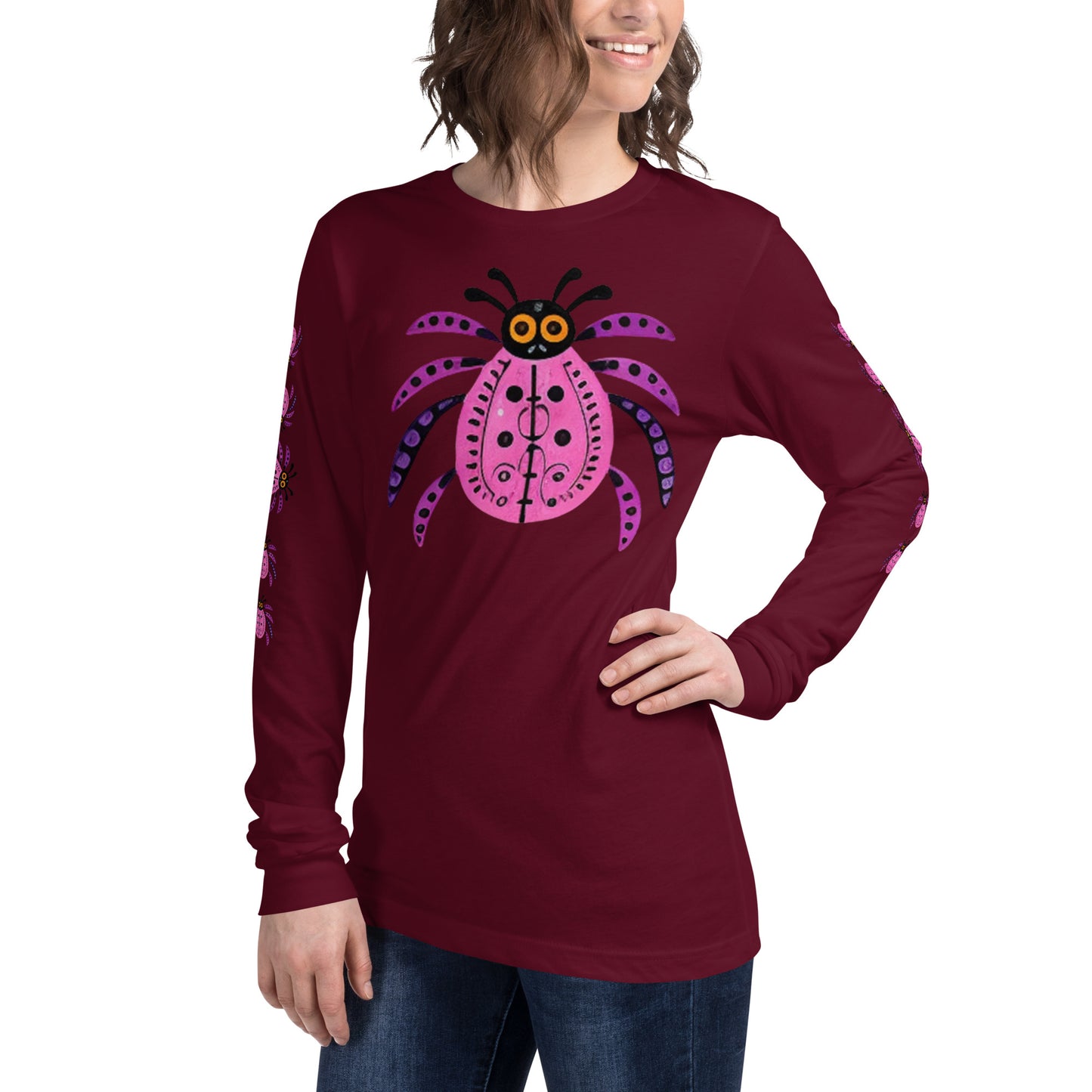 Striped Spider Critter #03 Unisex Long Sleeve Tee