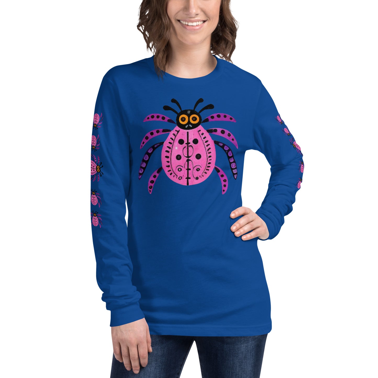 Striped Spider Critter #03 Unisex Long Sleeve Tee