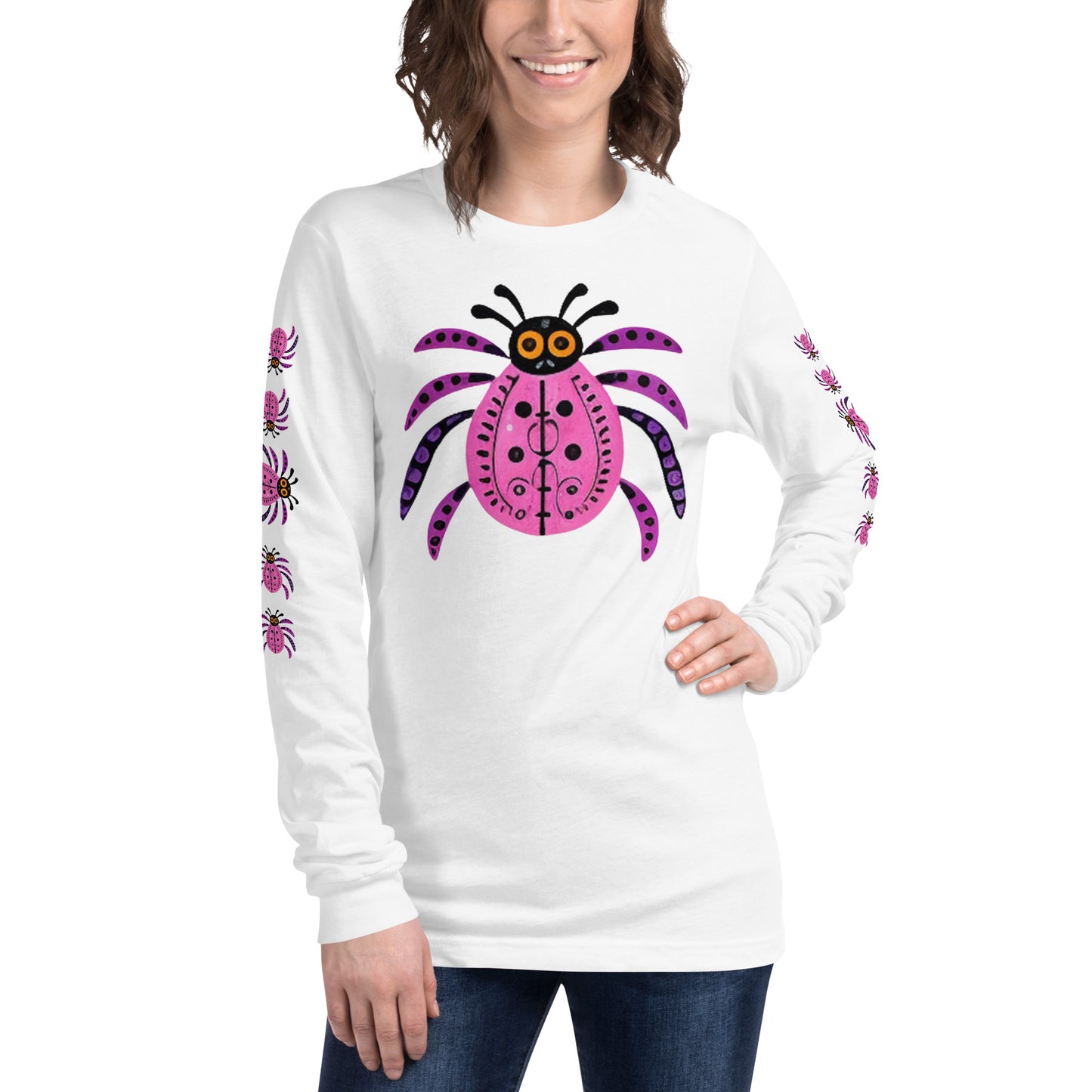 Striped Spider Critter #03 Unisex Long Sleeve Tee