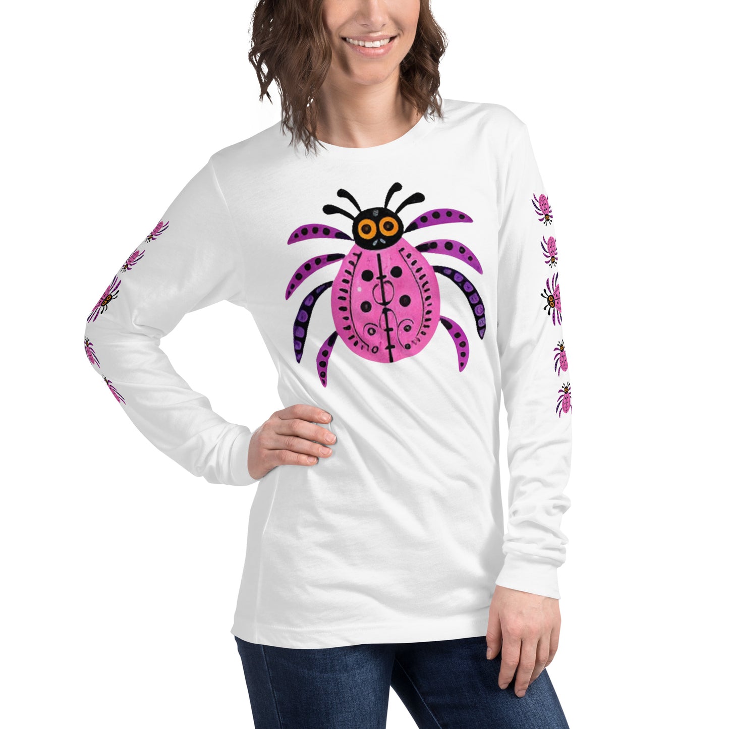 Striped Spider Critter #03 Unisex Long Sleeve Tee