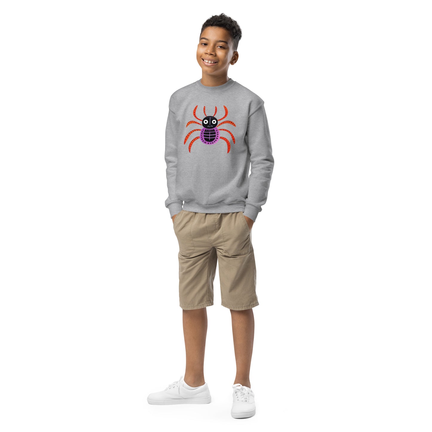 Striped Spider Critter #01 Youth crewneck sweatshirt