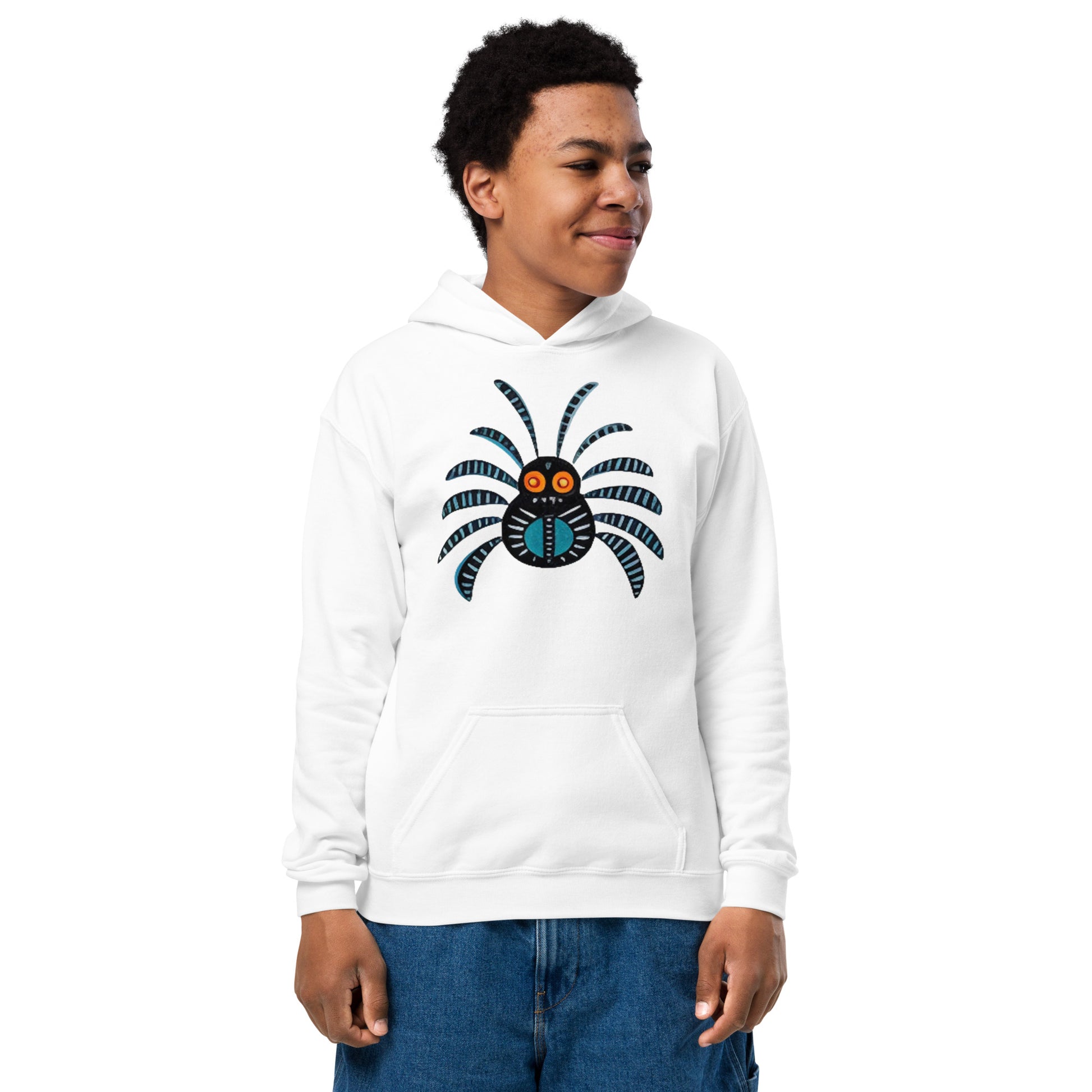 Striped Spider Critter #02 Youth heavy blend hoodie – k2r2 design