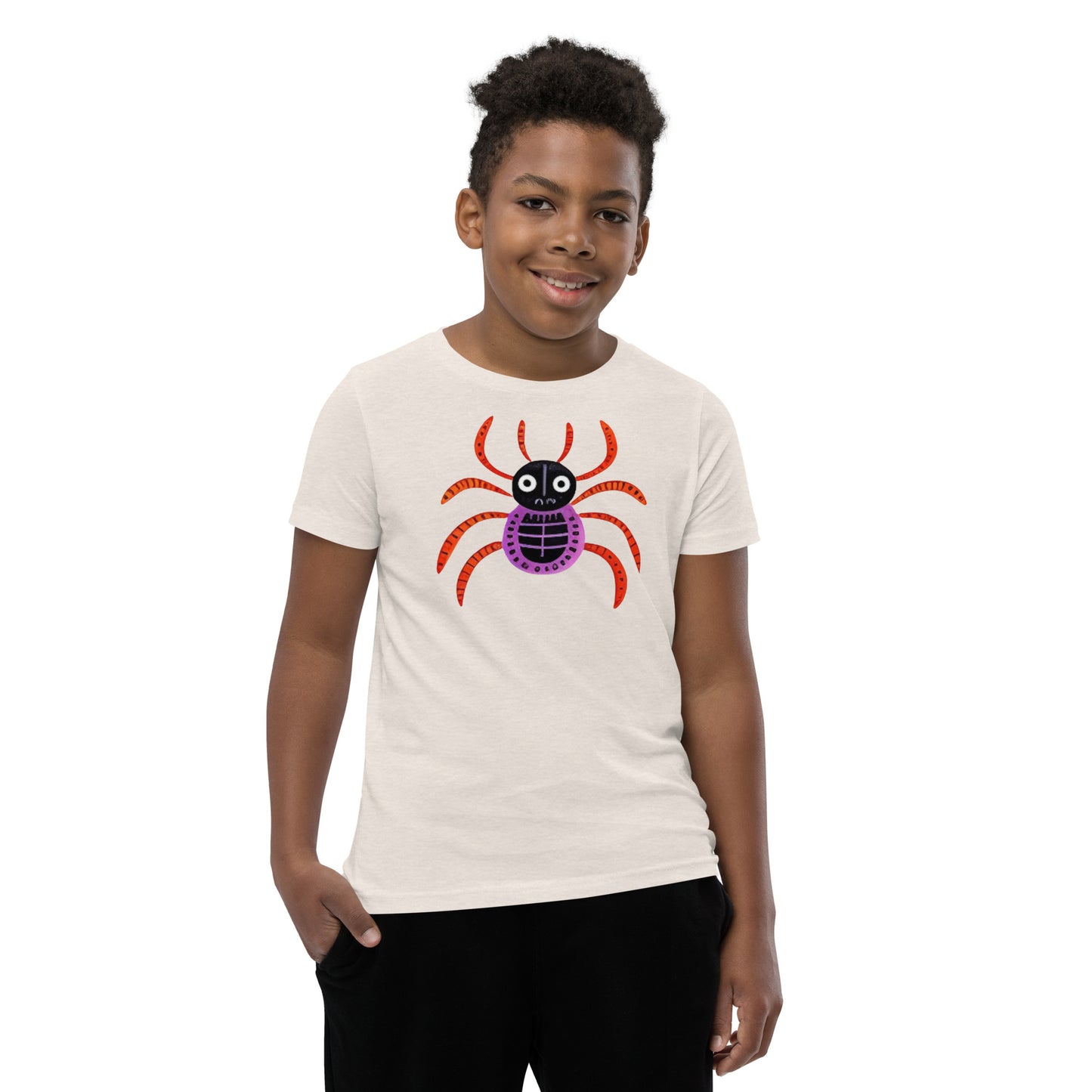 Striped Spider Critter #01 Youth Short Sleeve T-Shirt