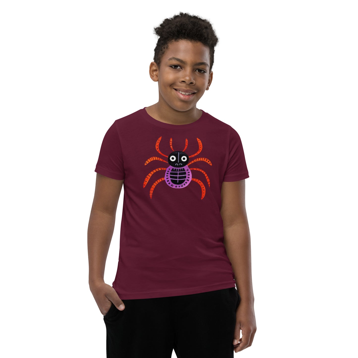 Striped Spider Critter #01 Youth Short Sleeve T-Shirt