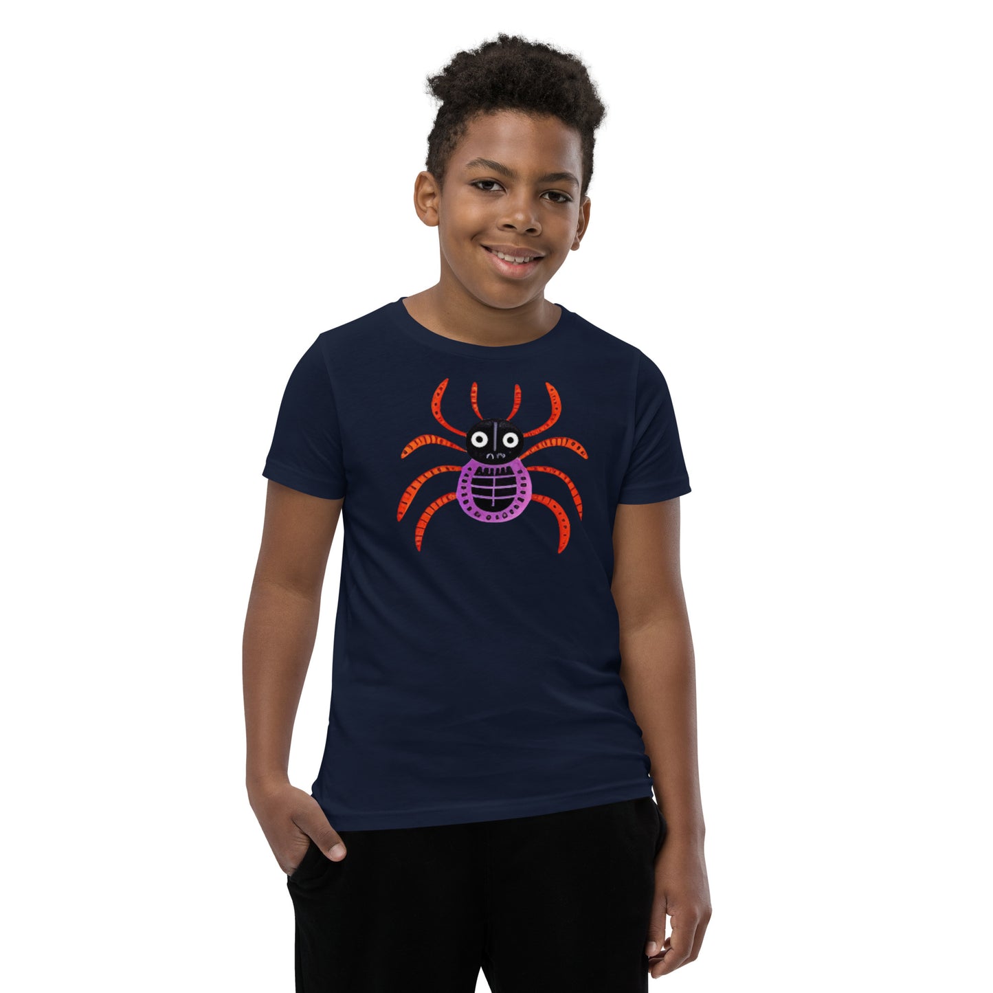 Striped Spider Critter #01 Youth Short Sleeve T-Shirt